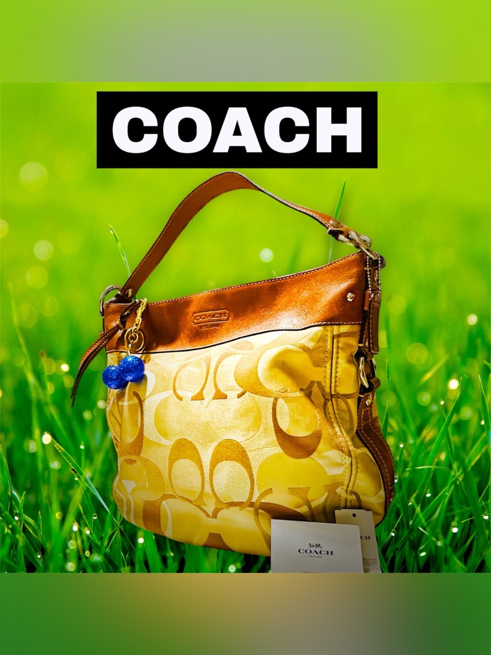 Vintage Coach soho Shoulder Bag Tan & Brown Signature Canvas - Picture 5 of 17